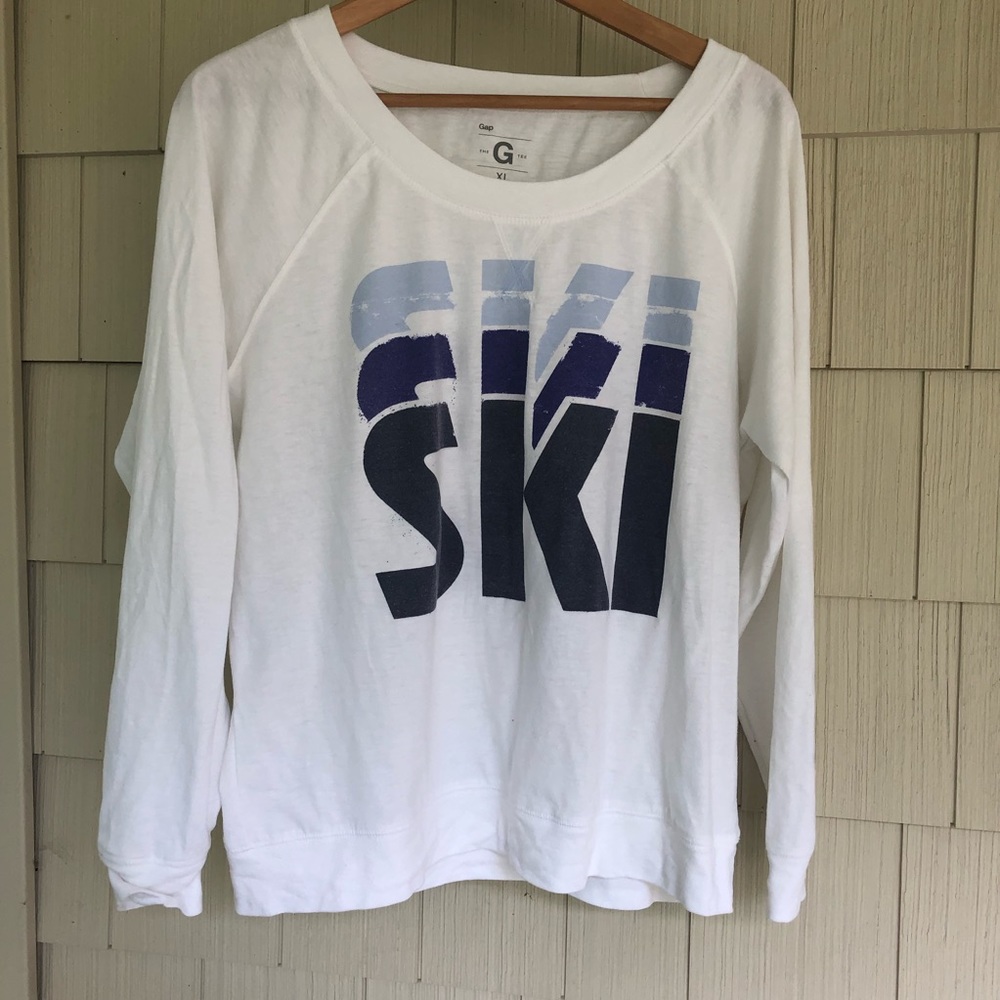 GAP The G Tee Retro Style Gap SKI Long Sleeve T-shirt - Size XL